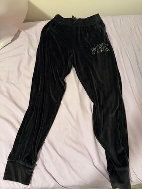 PINK Victoria's Secret Black Velour Joggers